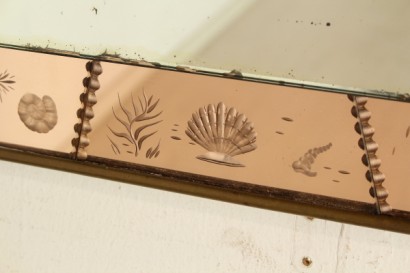 #dimanoinmano, #modernariato, #complementi, moderne, Accessoires, Spiegel, 40 Jahre, hergestellt in Italien, italienische Produktion, Glasmalerei, Glas, Messing verziert