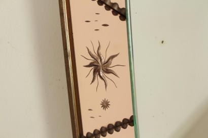 #dimanoinmano, #modernariato, #complementi, moderne, Accessoires, Spiegel, 40 Jahre, hergestellt in Italien, italienische Produktion, Glasmalerei, Glas, Messing verziert