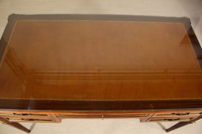 Desk, brass, leather, mahogany, neoclassical, 900, made in italy, #bottega, #mobiliinstile, #dimanoinmano