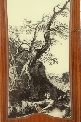 Mobile, de 50 años, palisandro, vidrio, latón decoración pintada, hecha en Italia, #modernariato, #mobilio, #dimanoinmano