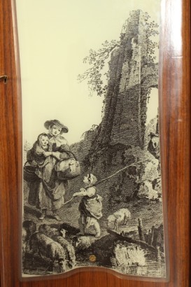 Mobile, de 50 años, palisandro, vidrio, latón decoración pintada, hecha en Italia, #modernariato, #mobilio, #dimanoinmano