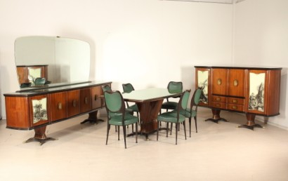 Mobile, de 50 años, palisandro, vidrio, latón decoración pintada, hecha en Italia, #modernariato, #mobilio, #dimanoinmano