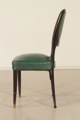 sillas, de 50 años, mancharon madera, ébano, tapicería, cuero artificial, hecha en Italia, #modernariato, #sedie, #dimanoinmano