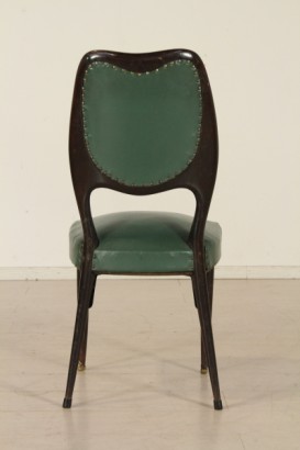 sillas, de 50 años, mancharon madera, ébano, tapicería, cuero artificial, hecha en Italia, #modernariato, #sedie, #dimanoinmano