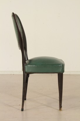 sillas, de 50 años, mancharon madera, ébano, tapicería, cuero artificial, hecha en Italia, #modernariato, #sedie, #dimanoinmano