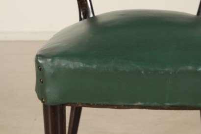 sillas, de 50 años, mancharon madera, ébano, tapicería, cuero artificial, hecha en Italia, #modernariato, #sedie, #dimanoinmano