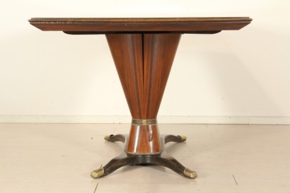 mesa, palo de rosa, vidrio pintado, latón, hecho en Italia, #modernariato, #tavoli, #dimanoinmano