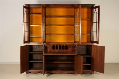 Biblioteca, escritorio, caoba pluma madera, cuero, bronce, 800, 1800, Inglaterra, #antiquariato, #librerie, #vetrine #dimanoinmano