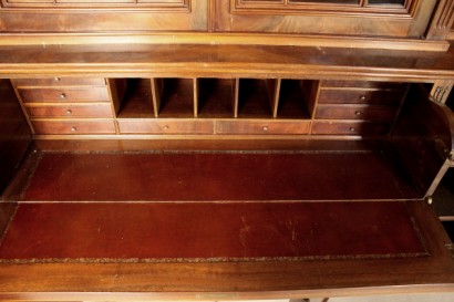 Biblioteca, escritorio, caoba pluma madera, cuero, bronce, 800, 1800, Inglaterra, #antiquariato, #librerie, #vetrine #dimanoinmano