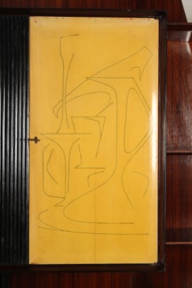 Mobile, de 50 años, madera chapeada, palo de rosa, cristal, hecho en Italia, #modernariato, #mobilio, #dimanoinmano