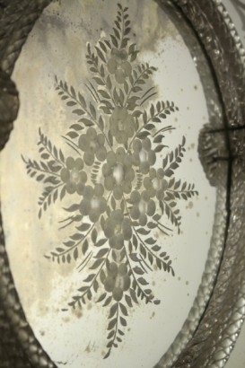 espejo, vidrio grabado, floral, decoraciones, 800, 900, hecha en Italia, #antiquariato, #specchiere, #cornici, #dimanoinmano
