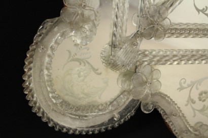 espejo, vidrio grabado, floral, decoraciones, 800, 900, hecha en Italia, #antiquariato, #specchiere, #cornici, #dimanoinmano