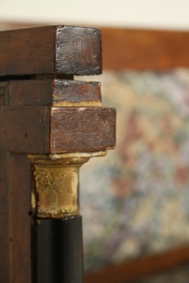 sofá, Imperio, rodapiés, asiento, tapicería, nuez, 800, hecha en Italia, #antiquariato, #sedie, #poltrone, #divani, #dimanoinmano