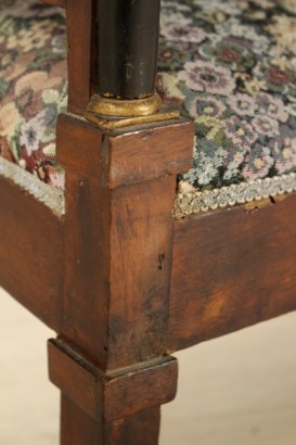 sofá, Imperio, rodapiés, asiento, tapicería, nuez, 800, hecha en Italia, #antiquariato, #sedie, #poltrone, #divani, #dimanoinmano