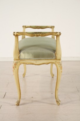 lacado banco, acolchado, policromía, lacado madera estilo, barroco, 900, hecho en Italia, #bottega, #mobiliinstile, #dimanoinmano