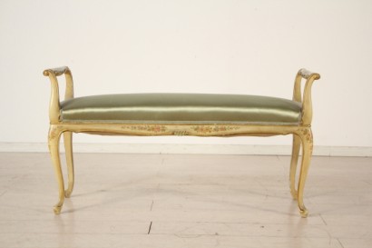 lacado banco, acolchado, policromía, lacado madera estilo, barroco, 900, hecho en Italia, #bottega, #mobiliinstile, #dimanoinmano