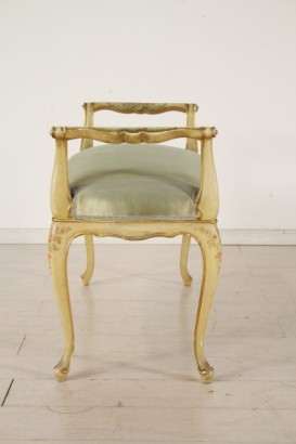 lacado banco, acolchado, policromía, lacado madera estilo, barroco, 900, hecho en Italia, #bottega, #mobiliinstile, #dimanoinmano