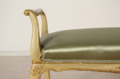 lacado banco, acolchado, policromía, lacado madera estilo, barroco, 900, hecho en Italia, #bottega, #mobiliinstile, #dimanoinmano