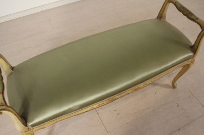 lacado banco, acolchado, policromía, lacado madera estilo, barroco, 900, hecho en Italia, #bottega, #mobiliinstile, #dimanoinmano