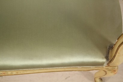 lacado banco, acolchado, policromía, lacado madera estilo, barroco, 900, hecho en Italia, #bottega, #mobiliinstile, #dimanoinmano