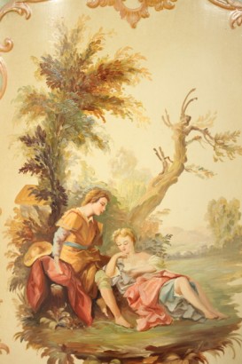 coin placard, décoration laquée, florale, polychrome, 900 de Baroque, fin, fait en Italie, #bottega, #barocchetto, #dimanoinmano