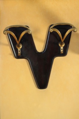 Kleiderbügel, 50 Jahre, Ebenholz, Skai, Messing, Glas, hergestellt in Italien, #modernariato, #complementi, #dimanoinmano