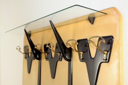 Kleiderbügel, 50 Jahre, Ebenholz, Skai, Messing, Glas, hergestellt in Italien, #modernariato, #complementi, #dimanoinmano