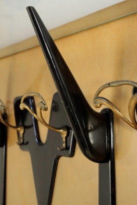 Kleiderbügel, 50 Jahre, Ebenholz, Skai, Messing, Glas, hergestellt in Italien, #modernariato, #complementi, #dimanoinmano
