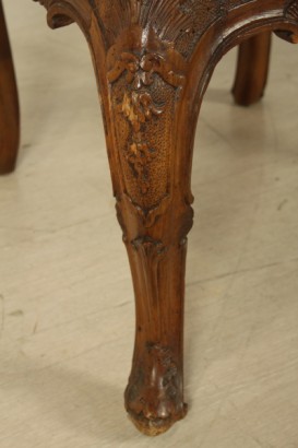 Stuhl, Nussbaum, massivem Holz, Gold, Dekorationen, Damast, 1700, 700, Venedig, hergestellt in Italien, #antiquariato, #sedie, #dimanoinmano