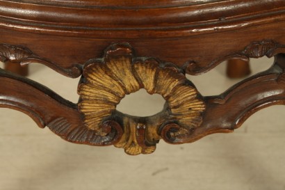 Stuhl, Nussbaum, massivem Holz, Gold, Dekorationen, Damast, 1700, 700, Venedig, hergestellt in Italien, #antiquariato, #sedie, #dimanoinmano