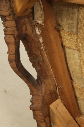 Stuhl, Nussbaum, massivem Holz, Gold, Dekorationen, Damast, 1700, 700, Venedig, hergestellt in Italien, #antiquariato, #sedie, #dimanoinmano