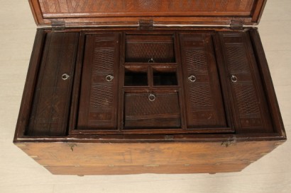 Kofferraum, orientalischer Stil, Messing, Teakholz, 900, 1900, #antiques, #altrimobili, # {* $ 0 $ *}