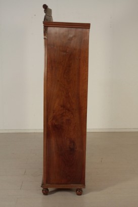 Gabinete, librería, vidrio, moldeado, nuez, 800, 900, hecha en Italia, #bottega, #umbertino, #dimanoinmano
