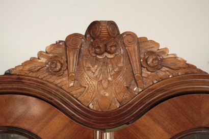Gabinete, librería, vidrio, moldeado, nuez, 800, 900, hecha en Italia, #bottega, #umbertino, #dimanoinmano