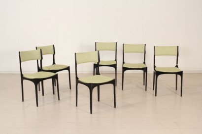 sedie, Giuseppe Gibelli, ebano, imbottitura, tessuto, anni 50, sormani, #modernariato, #sedie, #dimanoinmano