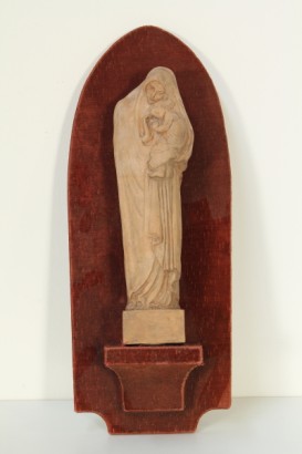 antigüedades, objetos de arte, Leonardo Bistolfi (1859-1933), escultura de terracota, cerámica, Virgen con el niño, María y Jesús, Virgen, estatua religiosa pared, devoción, #antiquariato, #oggettistica, #dimanoinmano