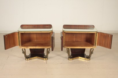 Nachttische, furniert 20 Jahre, 30 Jahre, Holz, Palisander, Bronze, Messing, hergestellt in Italien, #modernariato, #mobilio, #dimanoinmano