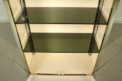 vetrina, anni 70, anni 80, made in italy, legno laccato, metallo, ottone, vetro fumè, #modernariato, #mobilio, #dimanoinmano