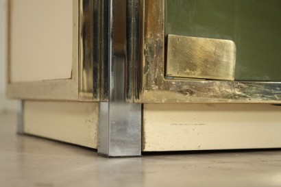 vetrina, anni 70, anni 80, made in italy, legno laccato, metallo, ottone, vetro fumè, #modernariato, #mobilio, #dimanoinmano