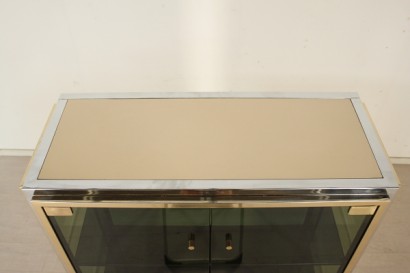 vetrina, anni 70, anni 80, made in italy, legno laccato, metallo, ottone, vetro fumè, #modernariato, #mobilio, #dimanoinmano