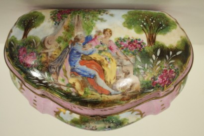 Schatulle, Porzellan, Messing, 900, Frankreich, #Antiquitäten, #Objekte, # {* $ 0 $ *}