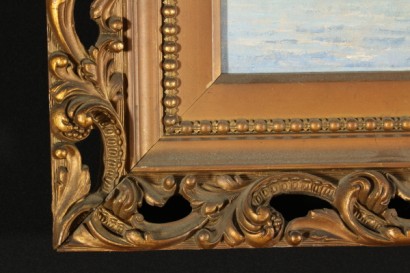 Kunst des 20. Jahrhunderts 900, Silvio Poma (1841-1932), Blick auf den See, Landschaft, Ölgemälde, #arte, #novecento, #dimanoinmano