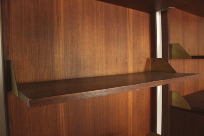 Bibliothek, furniert 50 Jahre, 60 Jahre, hergestellt in Italien, Holz, Teakholz, Messing, #modernariato, #mobilio, #dimanoinmano