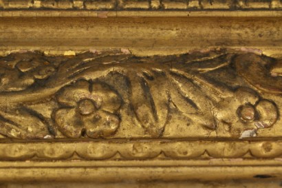 marco, madera tallado, dorada, 800, flores, oro, hecha en Italia, #antiquariato, #specchi, #cornici, #dimanoinmano,