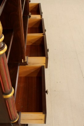 Bibliothek, Neo-Renaissance, 900, furnierte Holz, Nussbaum, hergestellt in Italien, #bottega, #mobiliinstile, #dimanoinmano