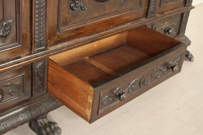 Schrank, 900, furniert Holz, Nussbaum, machte in Italien, #bottega, #neorinascimento, #dimanoinmano