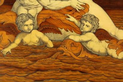 Eingelegtes Tabelle, Poseidon, Amphitrite, neoklassischen Art, 700, #antiquariato, #oggettistica, #dimanoinmano