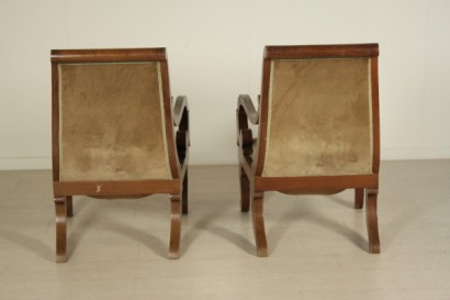 Sessel, Charles X, 900, hergestellt in Italien, Nussbaum, Ahorn, #bottega, #mobiliinstile, #dimanoinmano