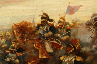 Kunst, 19. Jahrhundert, 800, 1800, Sebastiano De Albertis (1828 – 1897), Schlacht bei Waterloo, Öl auf #arte, Panel, #ottocento, #dimanoinmano
