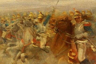 Kunst, 19. Jahrhundert, 800, 1800, Sebastiano De Albertis (1828 – 1897), Schlacht bei Waterloo, Öl auf #arte, Panel, #ottocento, #dimanoinmano